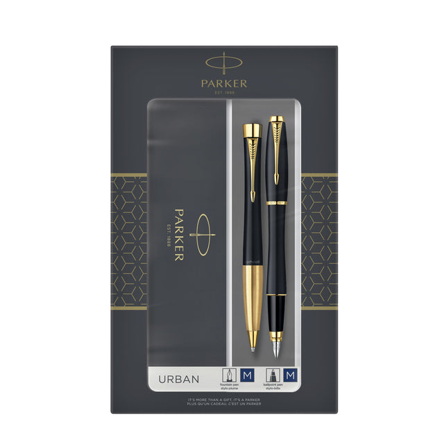 Stylo bille et stylo plume Parker Urban noir mat GT medium