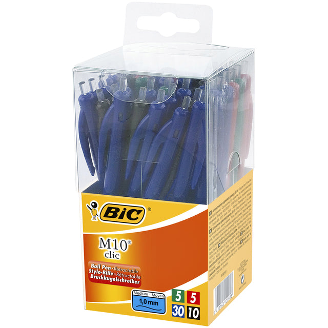 Stylo bille Bic M10 Tubo 50 moyen assorti | 50 pièces