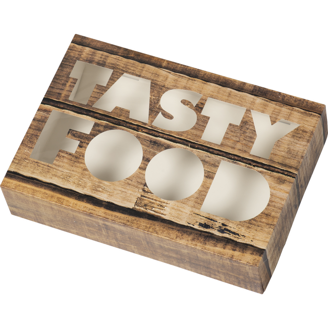 Klika - Cateringdoos | Tastyfood | karton + PP | 357x247x80mm | bruin | 100 stuks