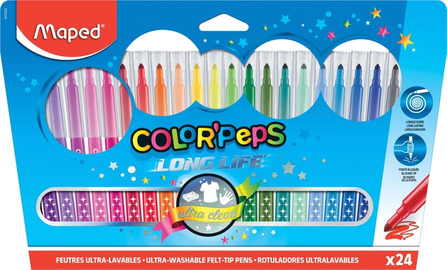 Feutre Maped Color'Peps Long Life set de 24 couleurs