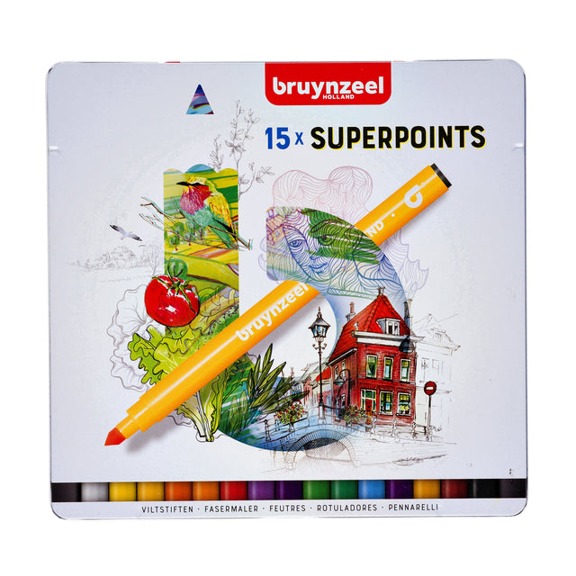 Stylo-feutre Bruynzeel Expression super pointes boîte de 15 pièces assorties