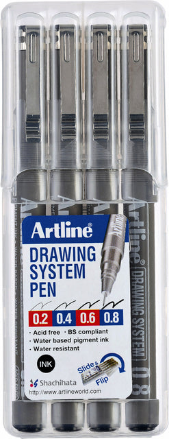 Fineliner artline technique 0.2-0.4-0.6-0.8mm noir