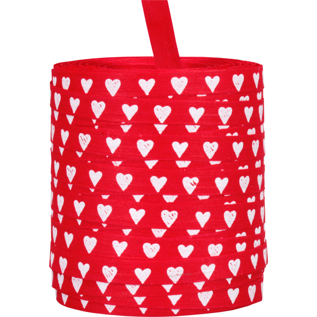 Goldina - Goldina Lint | 10mm | 100m | Hearts | Katoen | rood/wit | 1 stuks