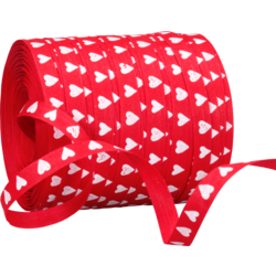 Goldina - Goldina Lint | 10mm | 100m | Hearts | Katoen | rood/wit | 1 stuks