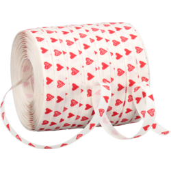 Goldina - Goldina Lint | 10mm | 100m | Hearts | Katoen | wit/rood | 1 stuks