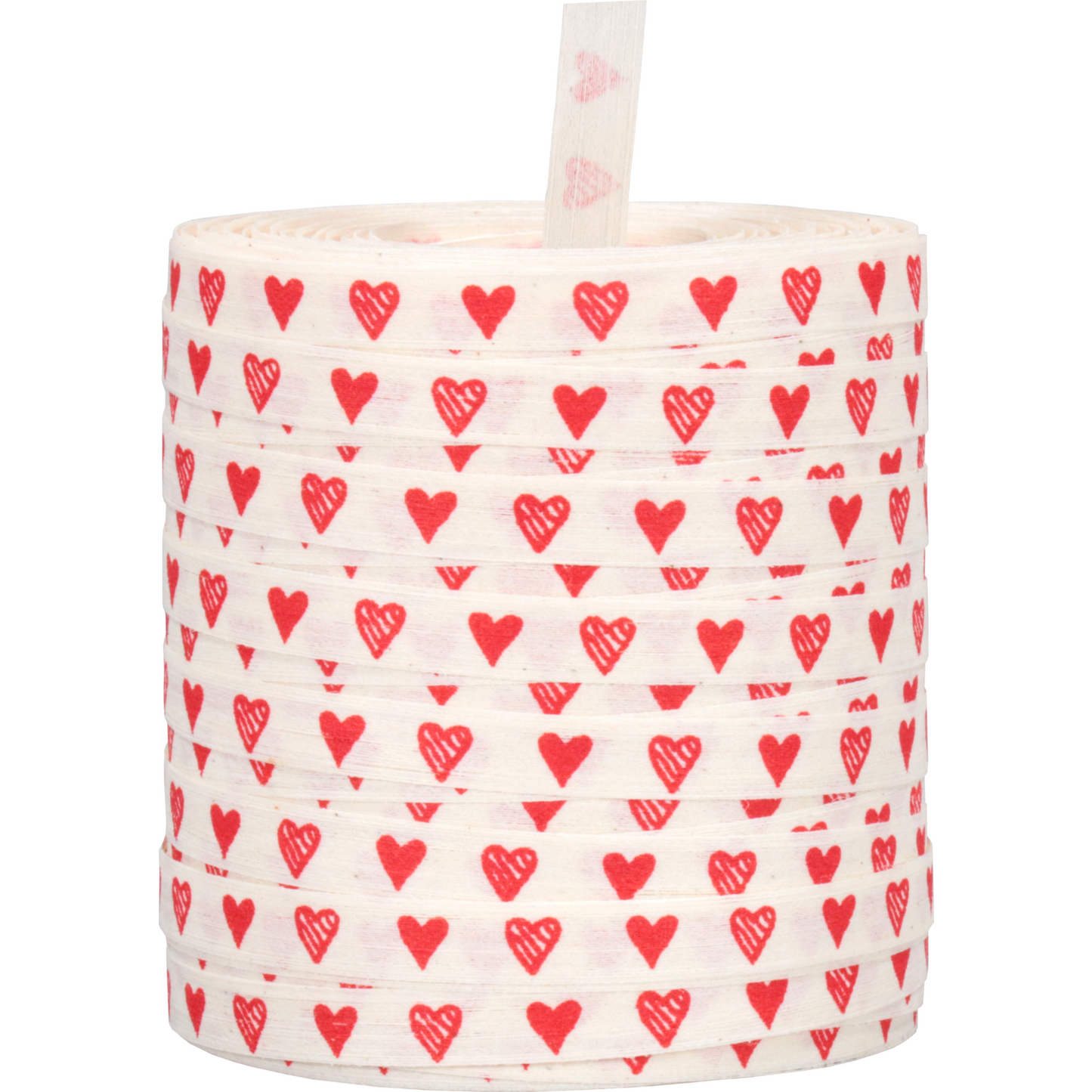 Goldina - Goldina Lint | 10mm | 100m | Hearts | Katoen | wit/rood | 1 stuks