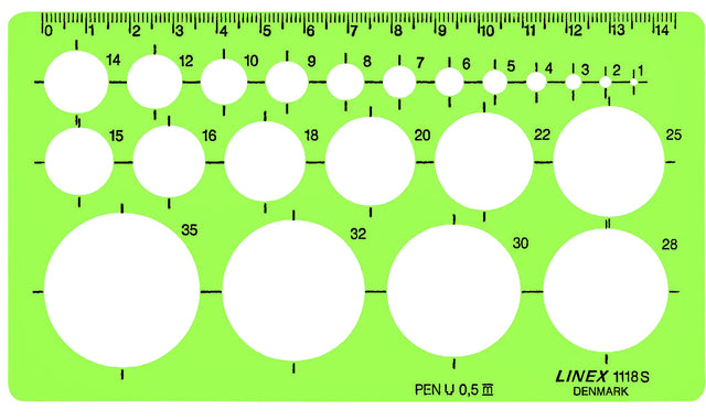 Gabarit Linex 1118S 22 cercles 1-35mm avec pieds encreurs