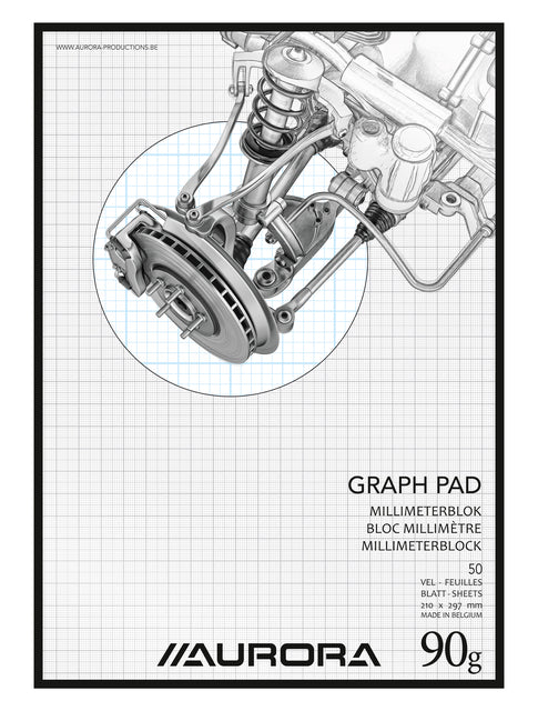 Bloc millimétré Aurora A4 bleu