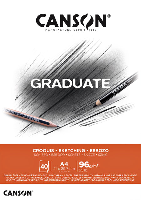 Canson - Schetsboek canson graduate croquis a4 96gr 40 vel