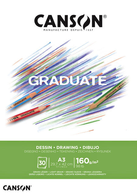 Canson - Tekenblok canson graduate dessin a3 160gr 30 vel | 5 stuks