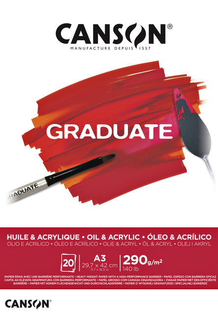 Canson - Olie acrylblok canson graduate a3 290gr 20 vel | 5 stuks