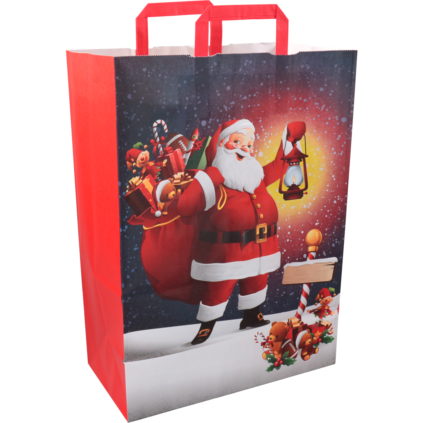 Klika - Tas | Kerstman | Papier | platte handgreep | 32x 17x45cm | draagtas | 50 stuks