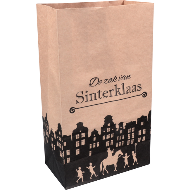 Klika - Zak | Blokbodemzak | Papier | 18/ 10x31cm | De zak van Sinterklaas | bruin | 50 stuks