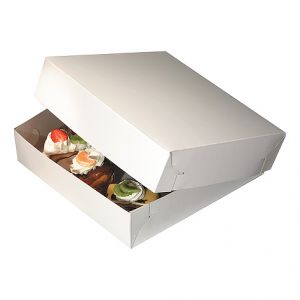 Klika - Gebaksdoos 20x20x8cm wit zwanenhals 100 stuks