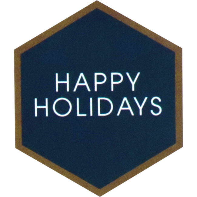Klika - Etiket | papier | Happy Holidays Hexagon | 46x40mm | blauw/wit | rol à 500 stuks