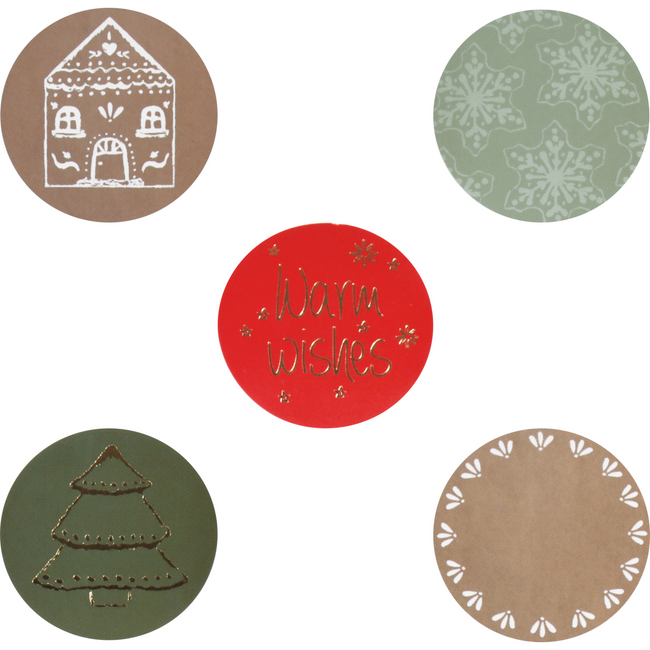 Klika - Etiket | Cadeauetiket | papier | Xmas | ∅40mm | assorti | rol à 500 stuks