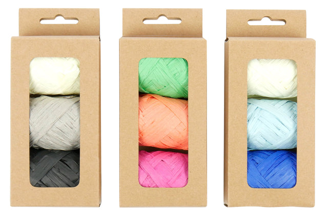 IG design - Lint raffia assorti oranje groen roze | 12 stuks