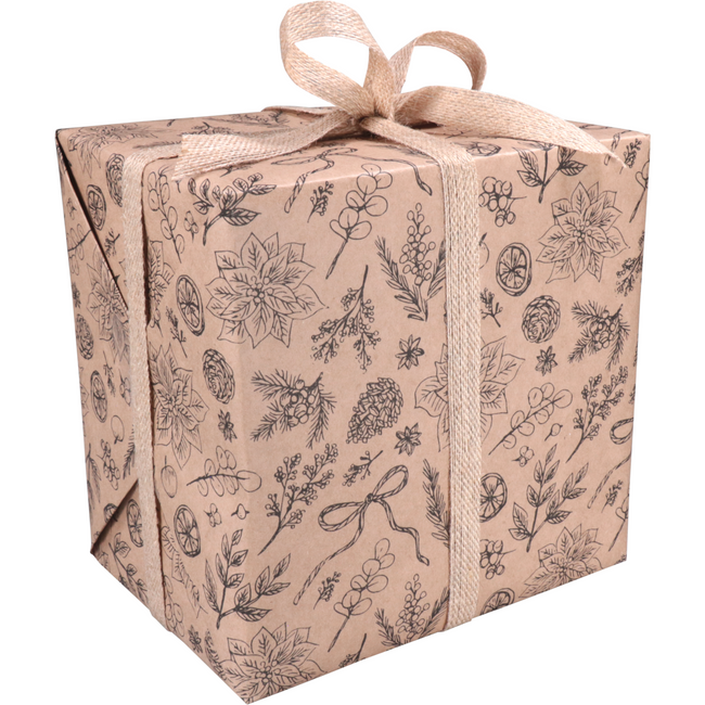 Klika - Cadeaupapier | 50cm | 200m | 70gr/m² | Botanical | bruin/zwart