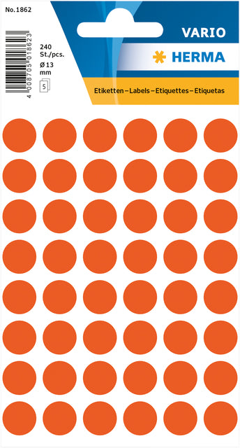 HERMA - Etiket herma 1862 rond 12mm rood 240 stuks