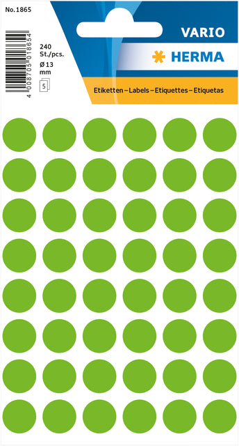 HERMA - Etiket herma 1865 rond 12mm groen 240 stuks