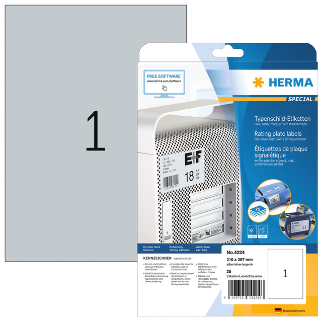 HERMA - Etiket herma 4224 a4 210x297mm folie zi 25 stuks