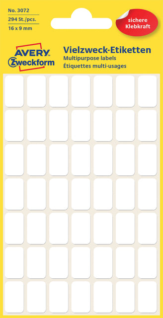 Étiquette Avery Zweckform 3072 16x9mm blanc 294 pièces