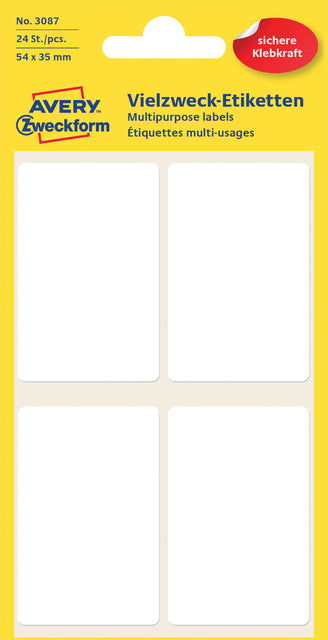 Étiquette Avery Zweckform 3087 54x35mm blanc 24 pièces