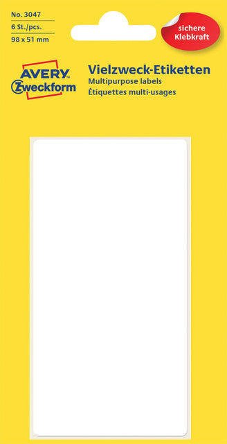 Étiquette Avery Zweckform 3047 98x51mm blanc 6 pièces