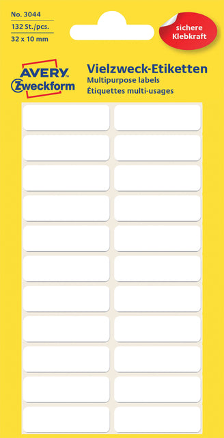 Étiquette Avery Zweckform 3044 32x10mm blanc 132 pièces