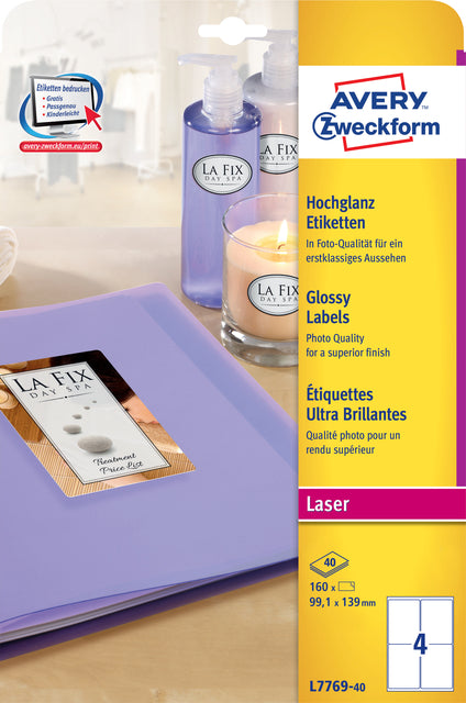 Étiquette Avery Zweckform L7769-40 99,1x139mm blanc brillant 160 pièces