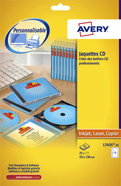 Carte d'insertion de CD Avery L7435-25 151x118mm