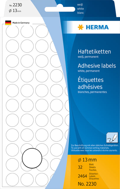 HERMA - Etiket herma 2230 rond 13mm wit 2464 stuks
