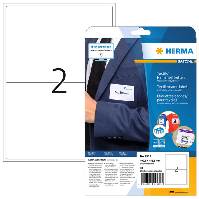 HERMA - Etiket herma 4519 199.6x143.5mm acetaatzijde wit