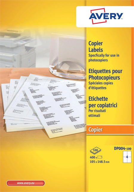 Étiquette Avery DP004-100 105x149mm blanc 400 pièces