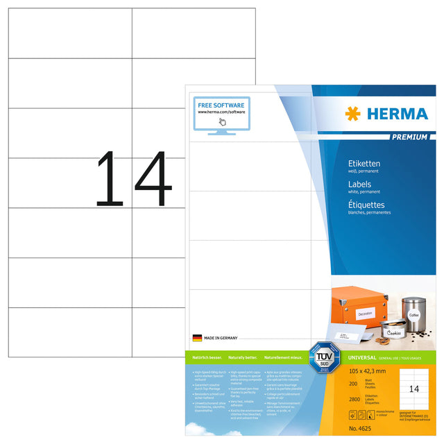 HERMA - Etiket herma 4625 105x42.3mm premium wit 2800 stuks