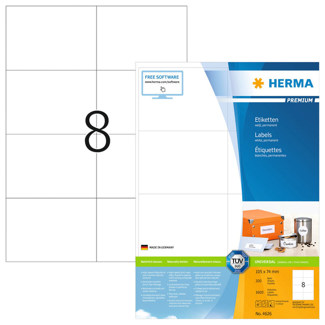 HERMA - Etiket 4626 105x74mm premium wit 1600 stuks