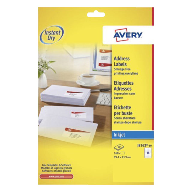 Étiquette Avery J8162-10 99.1x33.9mm blanc 160 pièces