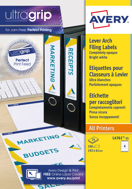 Etiquette arrière Avery Zweckform large 61x192mm autocollante blanche