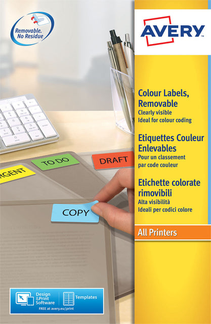 Étiquette Avery L6041-20 45,7x21,2mm jaune 960 pièces