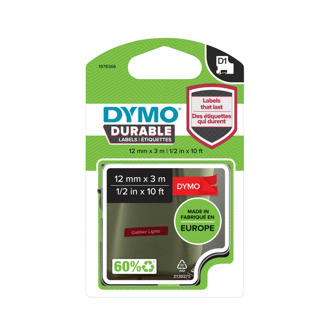 Dymo - Labele dymo labelmanager d1 polyester 12mm rood