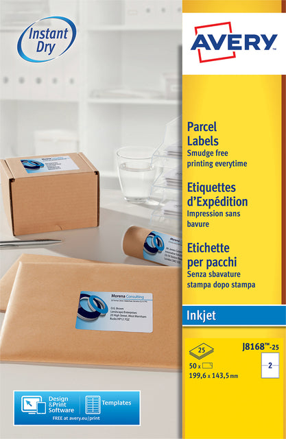 Etiquette avery j8168-25 199.6x143.5mm blanc 50 pièces