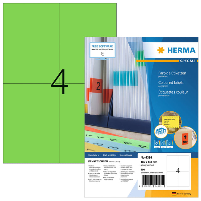 HERMA - Etiket herma 4399 105x148mm a6 groen 400 stuks