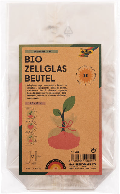 Folia Paper - Cellofaanzak folia 115x190mm 10 stuks transparant | 10 stuks