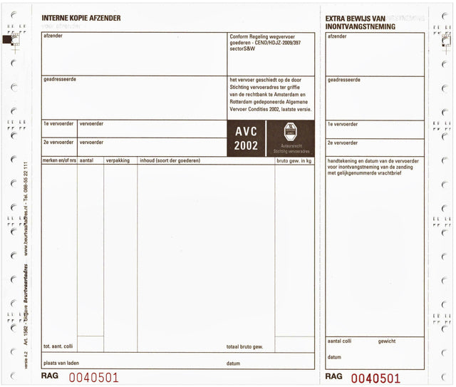 Lettre de voiture IEZZY BVA 1562 240x200mm 4 volets 100 pièces