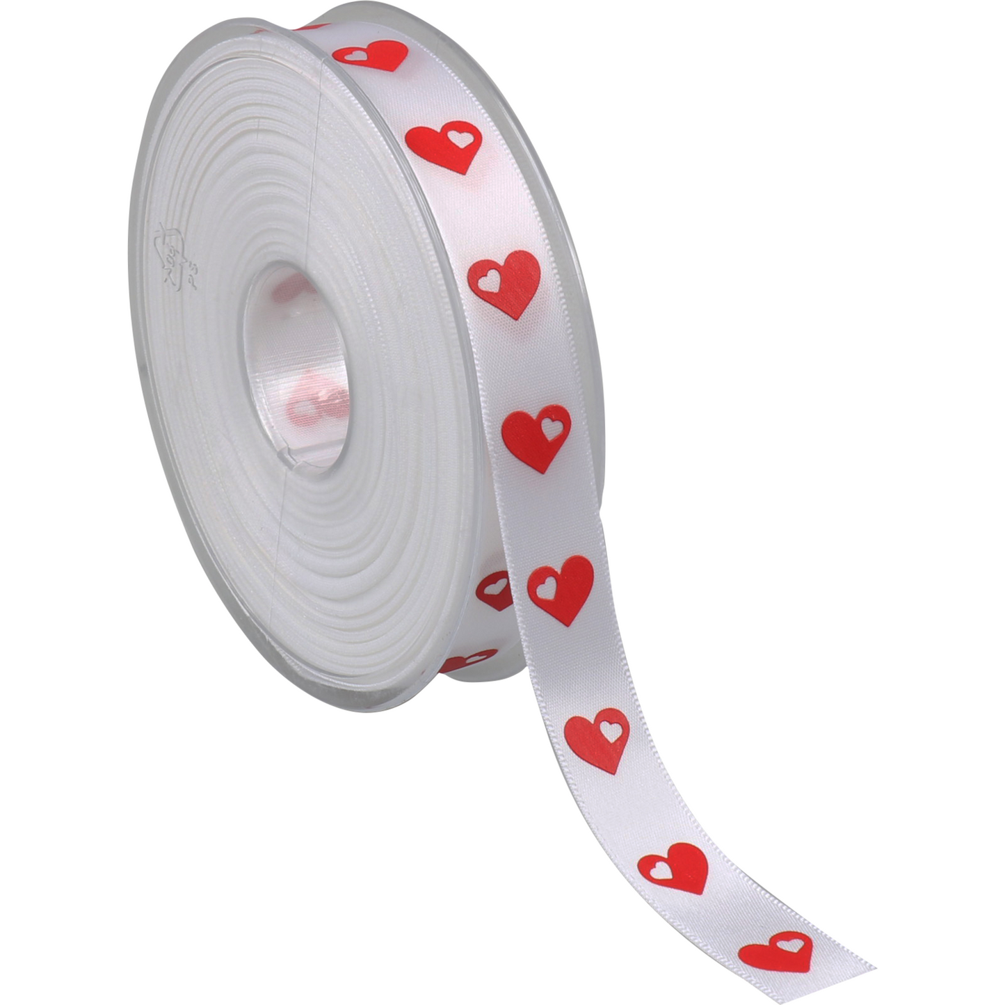 Klika - Lint | 15mm | 25m | Lovin Hearts | PET | wit/rood