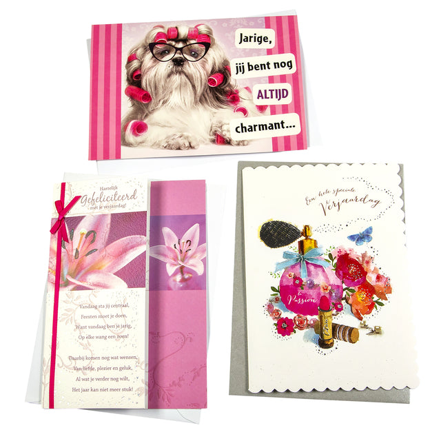 Recharge trombone carte de voeux anniversaire femme 6 cartes