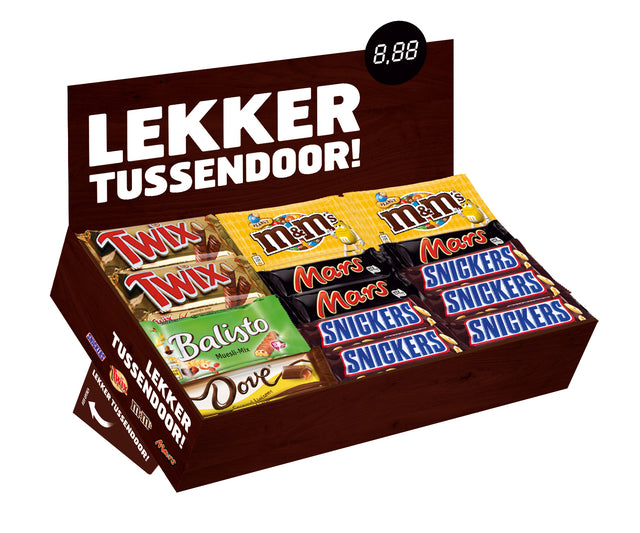 Bonbonnière avec Mars Snickers Twix M&amp;M Balisto Dove