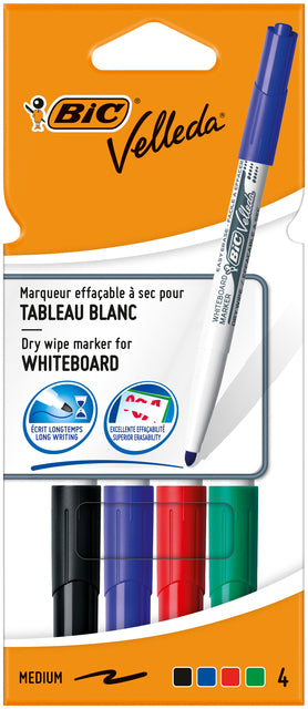 Feutre Bic 1744 tableau blanc cul rond 1.4mm blister à 4pcs | 6 morceaux