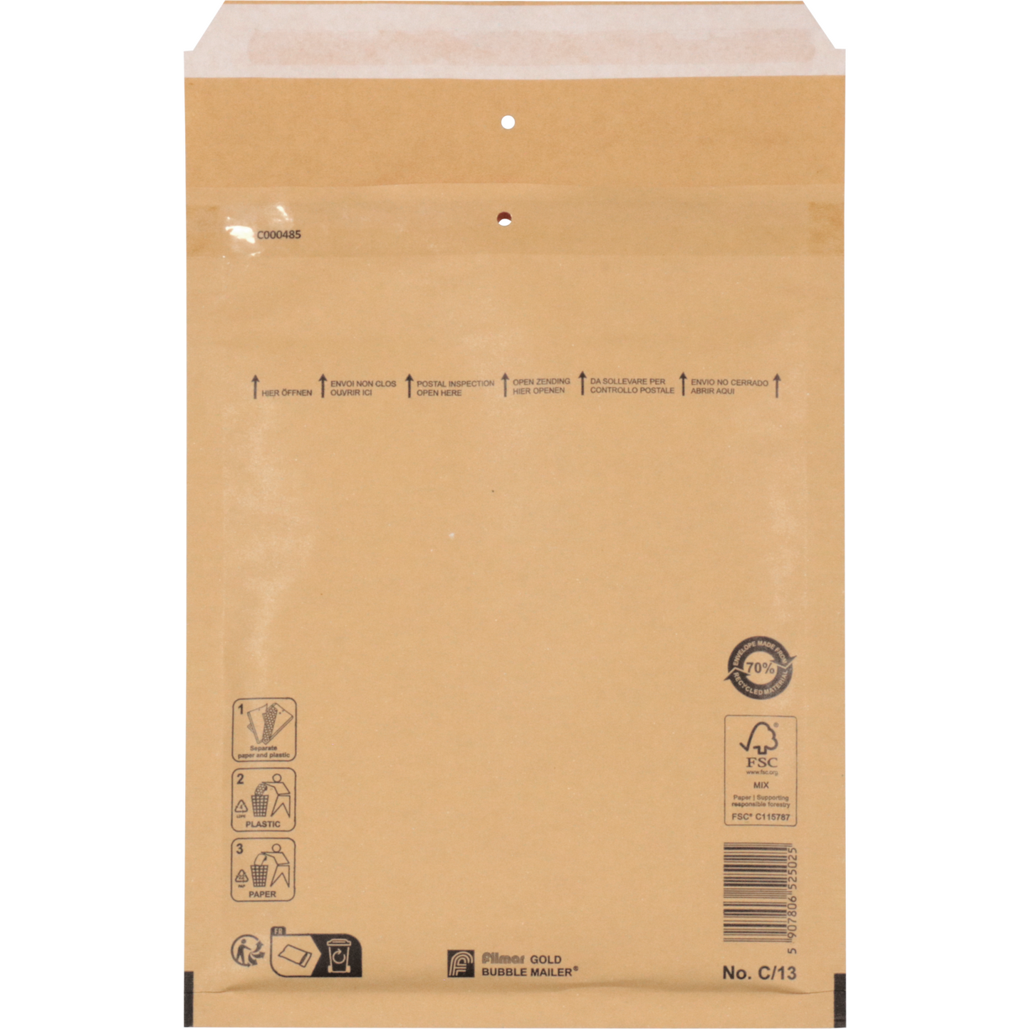 Klika - Envelop | luchtkussenenvelop | 215x150mm | C13 | papier + PE | bruin | 100 stuks