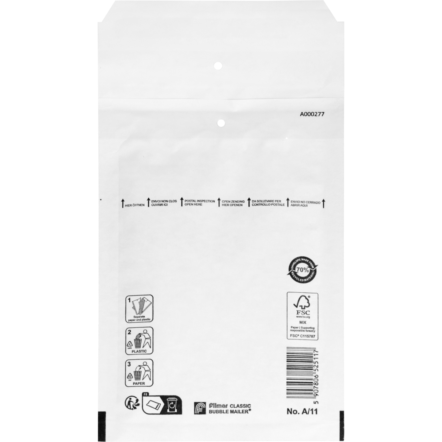 Klika - Envelop | luchtkussenenvelop | 165x110mm | A | papier + PE | wit | 200 stuks
